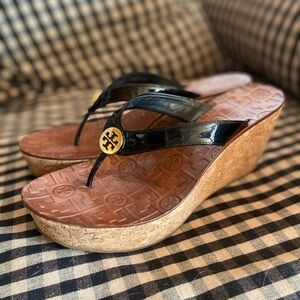 Tory Burch Black Wedge Sandals
